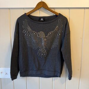 Women’s Rock & Republic Gray Long Sleeve Tee w/ Silver Eagle Design, Size Small